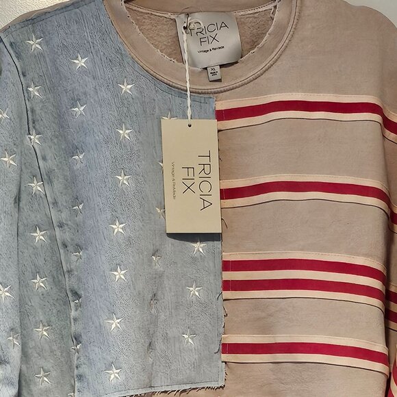 Free People X Tricia Fix Flag Sweatshirt NWT XL MSRP $298 *must have* SOLD OUT - Picture 5 of 14